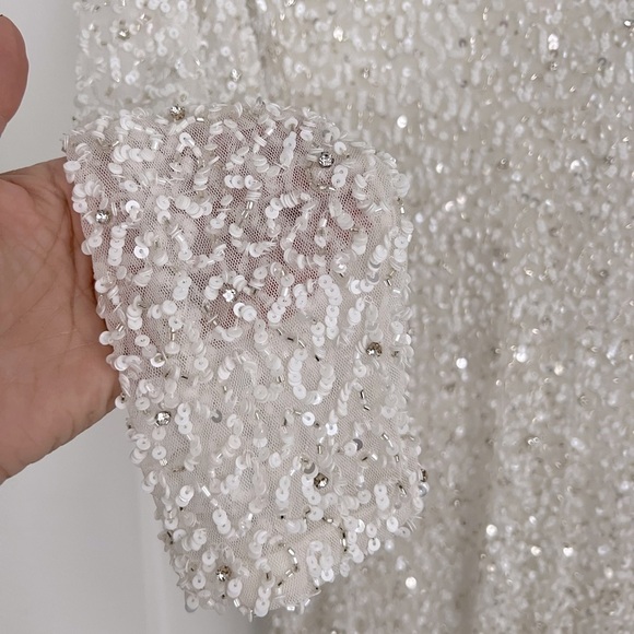 Retrofete Heidi Handmade Sequin Sheer Maxi Dress White NEW with tags - Picture 5 of 11